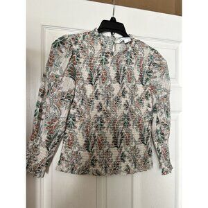 Veronica Beard Kali Smocked Floral Top--size 2